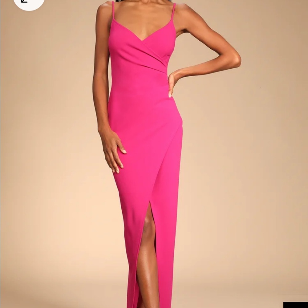 Lulus Sweetest Admirer Magenta Ruched Surplice Maxi Dress